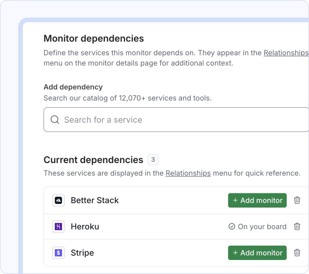 Add dependencies for your own infrastructure