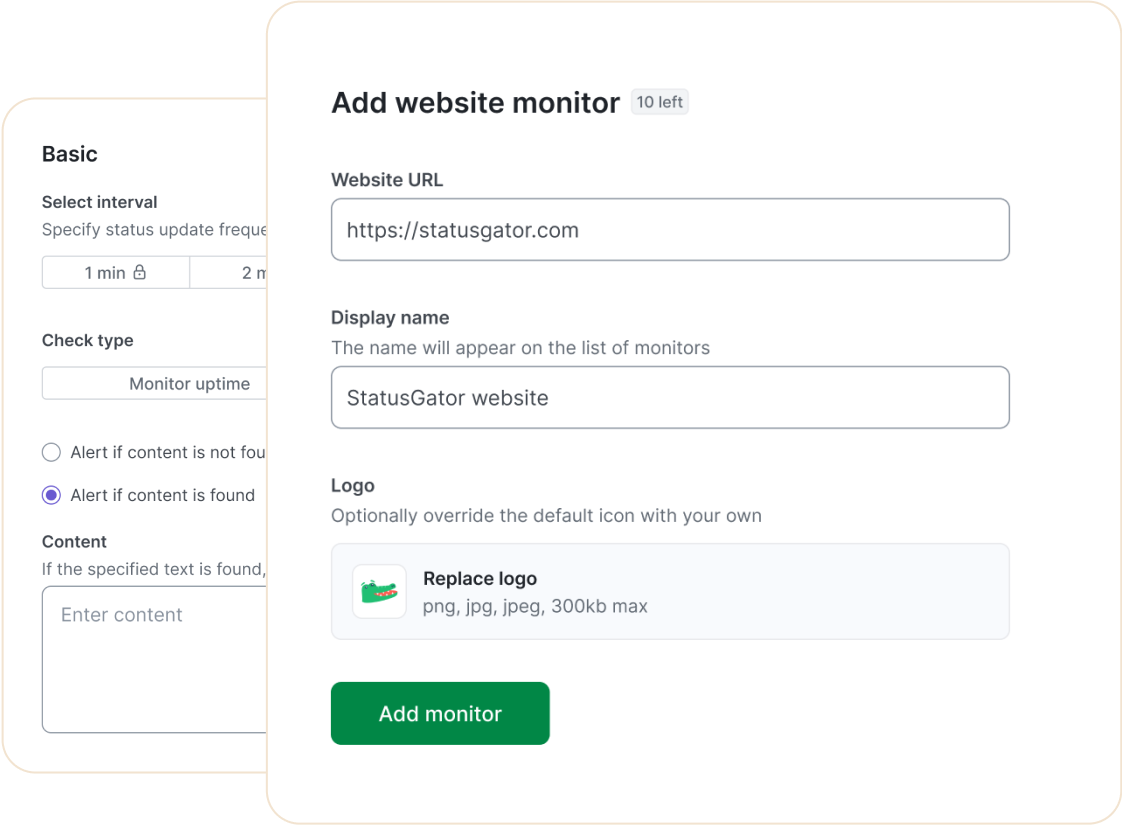 Website monitoring built-in