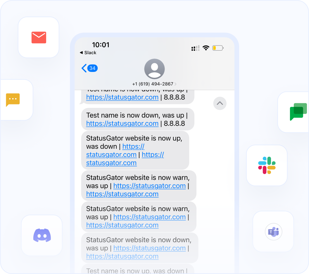 SMS, email, and chat notifications