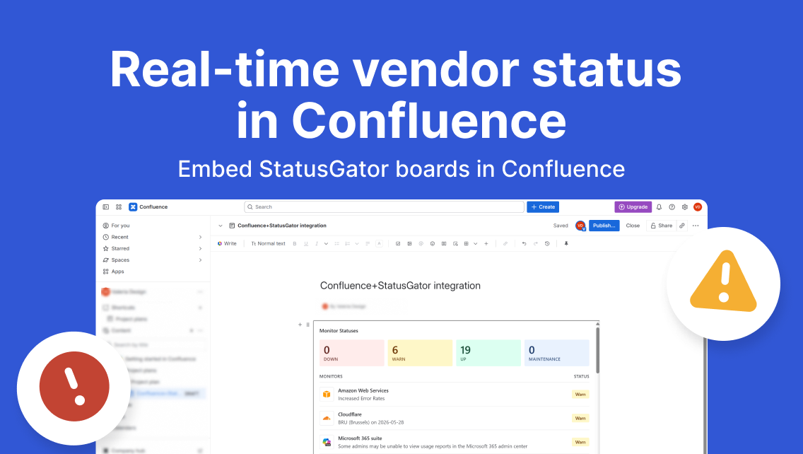 Embed StatusGator dashboards in Confluence