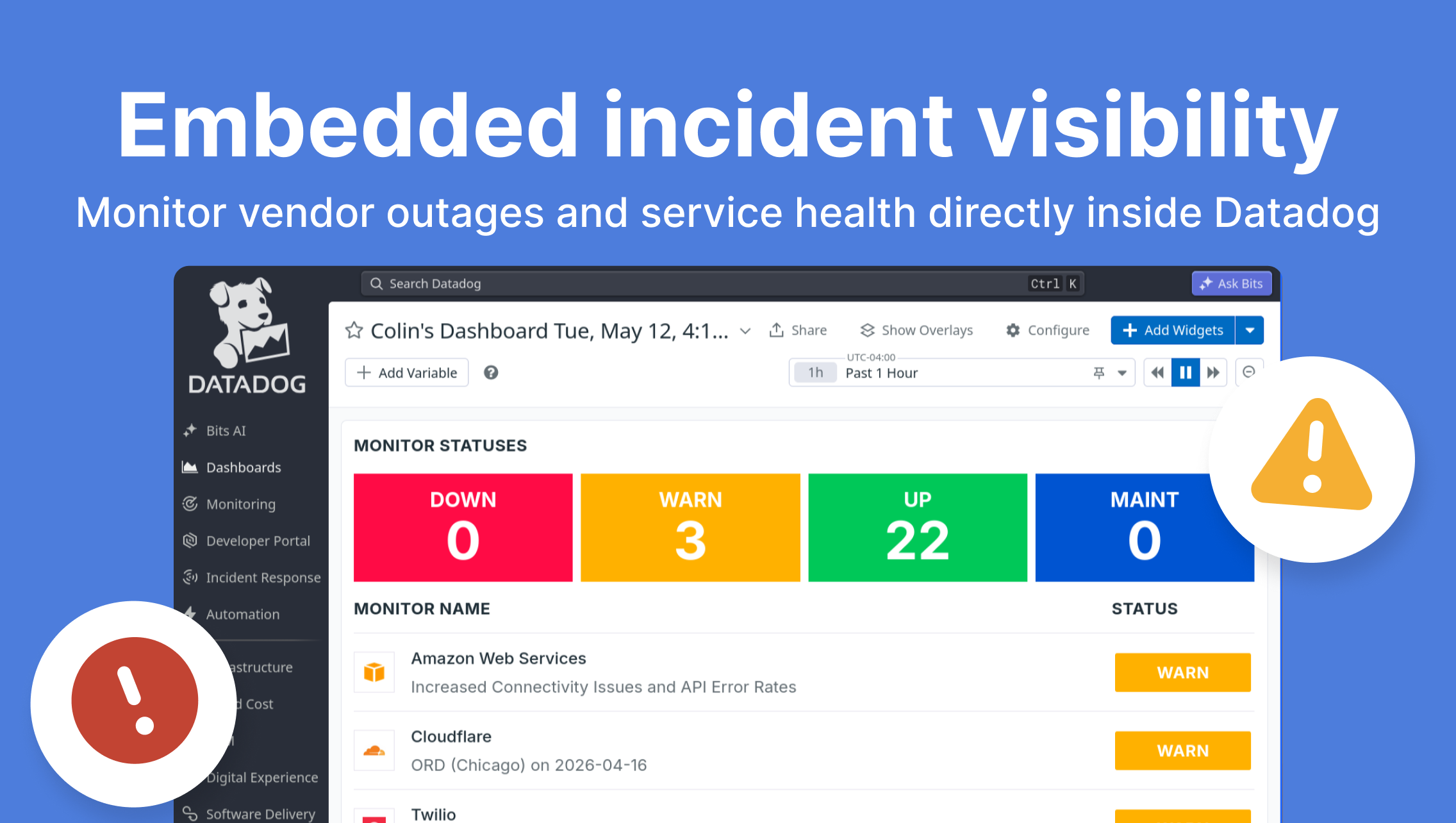 Embed StatusGator dashboards in Datadog