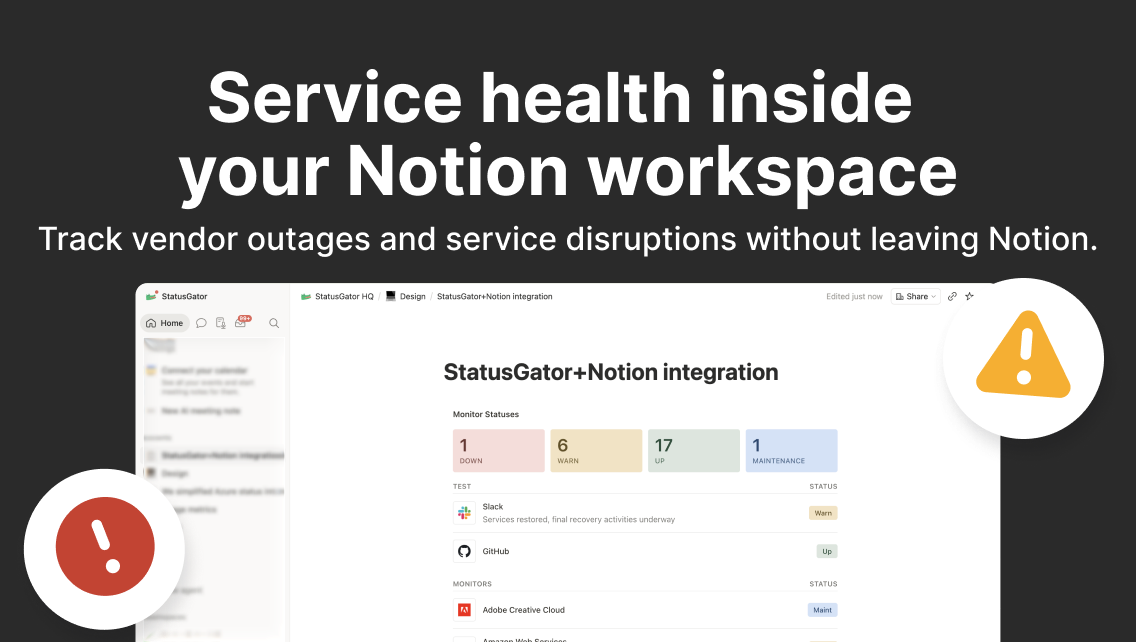 Embed StatusGator dashboards in Notion