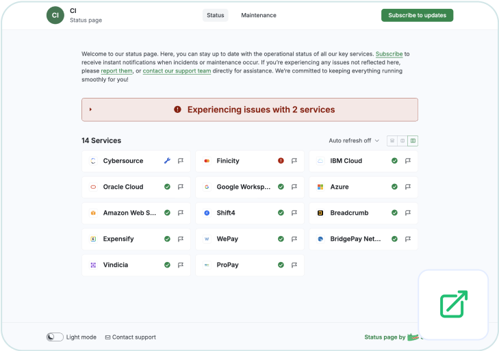 Status page example 3