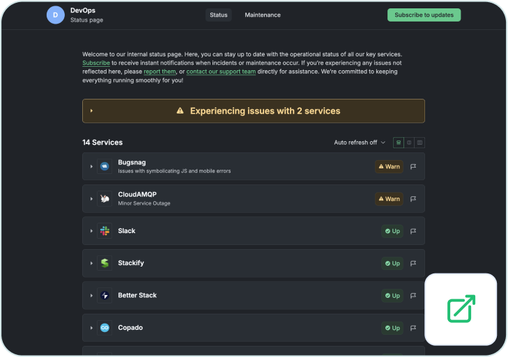 Status page example 1