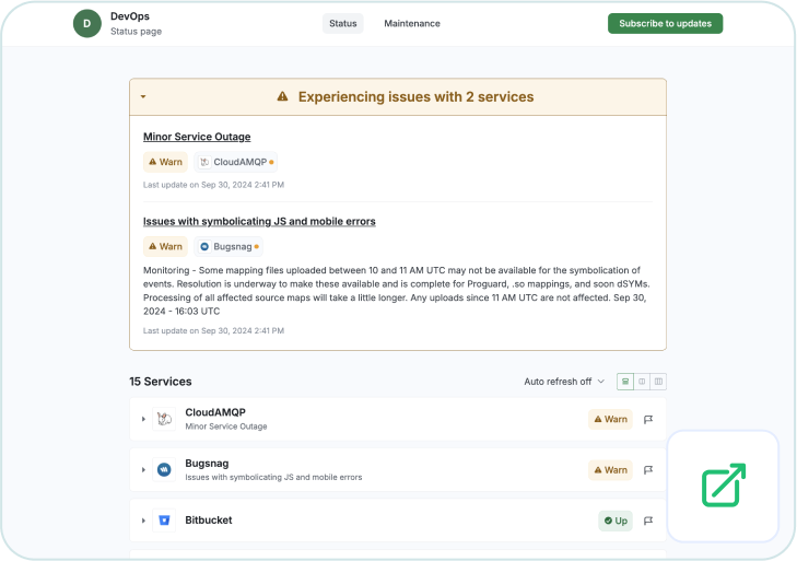 Status page example 3