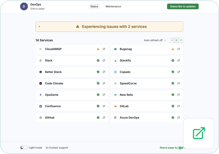 Status page example 2
