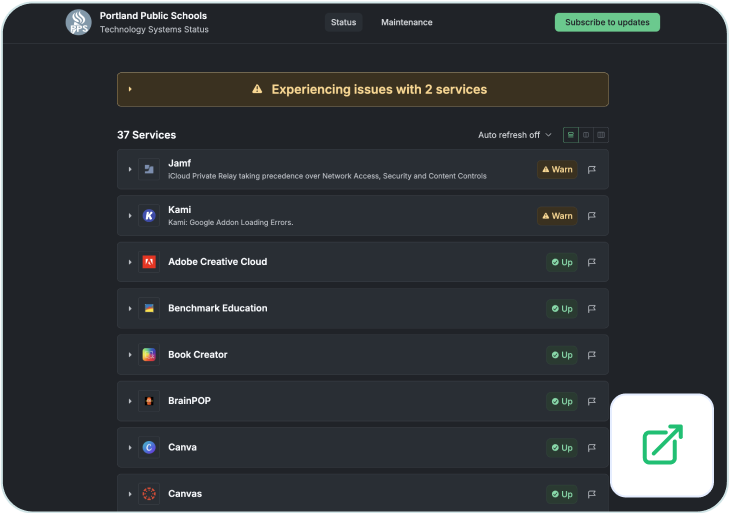 Portland Public Schools status page