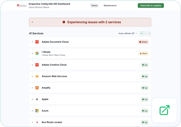 Grapevine-Colleyville ISD status page