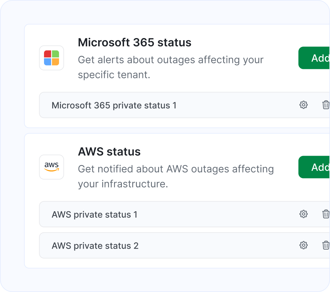 Private status integrations