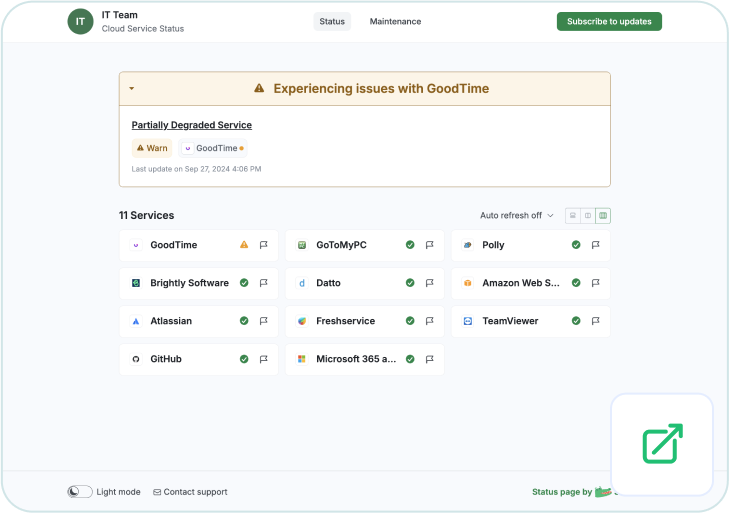 Status page example 2