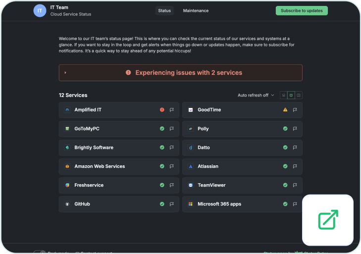 Status page example 3