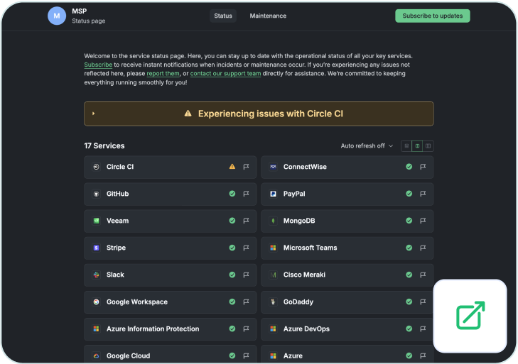 Status page example 3