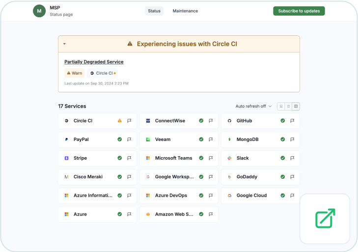 Status page example 2