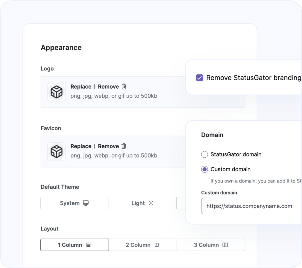 White-label status page for a professional experience
