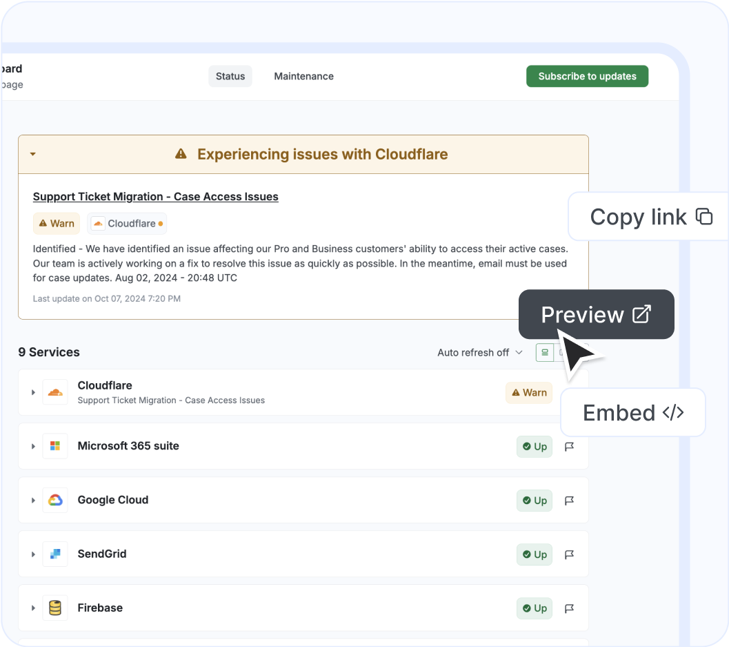 Keep your team informed with an internal status page