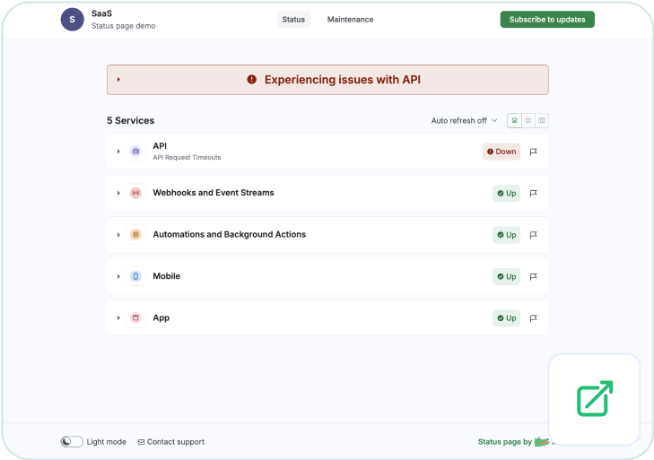 Status page example 1