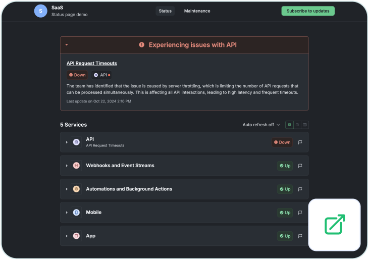 Status page example 2